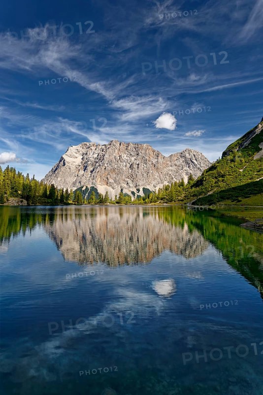 Reflection of the Wetterstein Mountains in the Seebensee