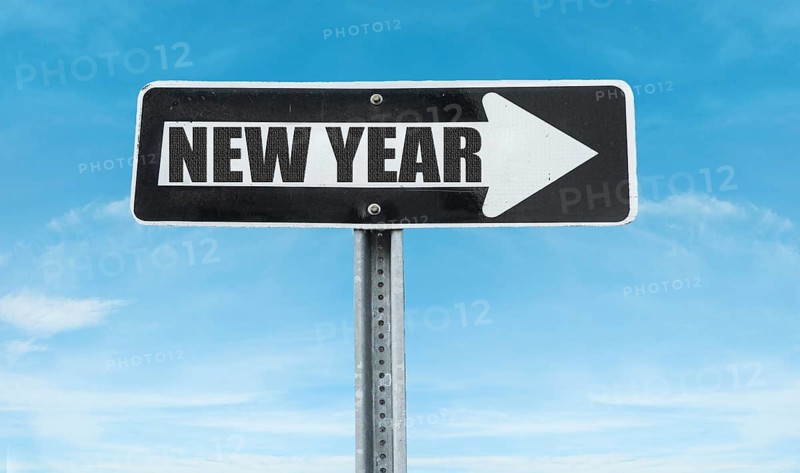 Advertising sign with new year text