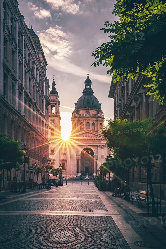 Street view of St. Stephen's Basilica