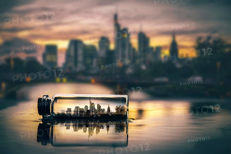 Frankfurt skyline in a small bottle