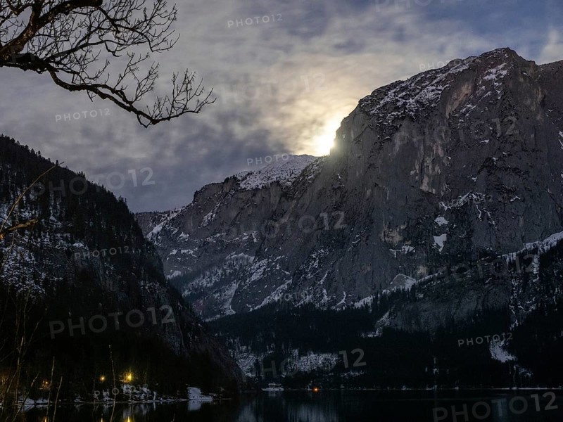 Moonrise over Trisselwand at Lake Altaussee