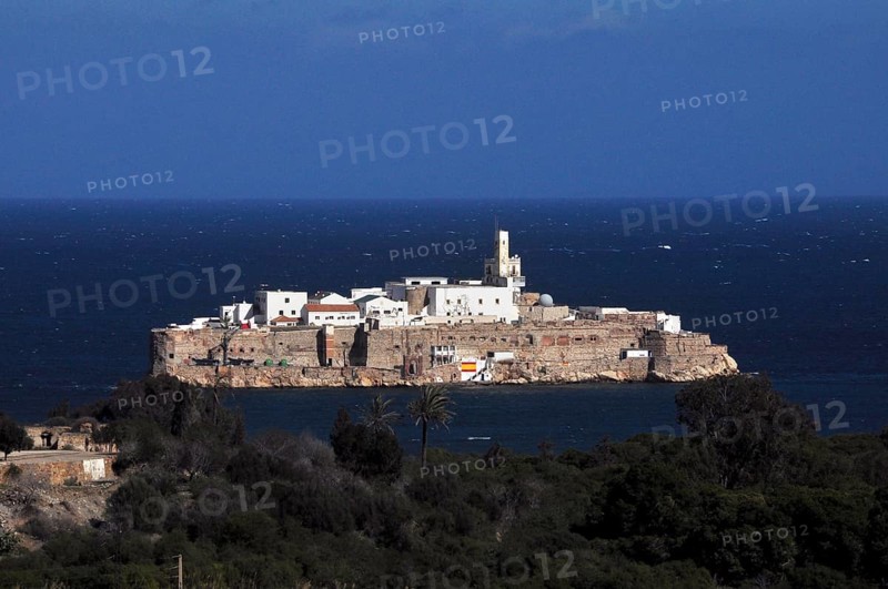 Spanish military base on rocky island of Rocher dAl Hoceima