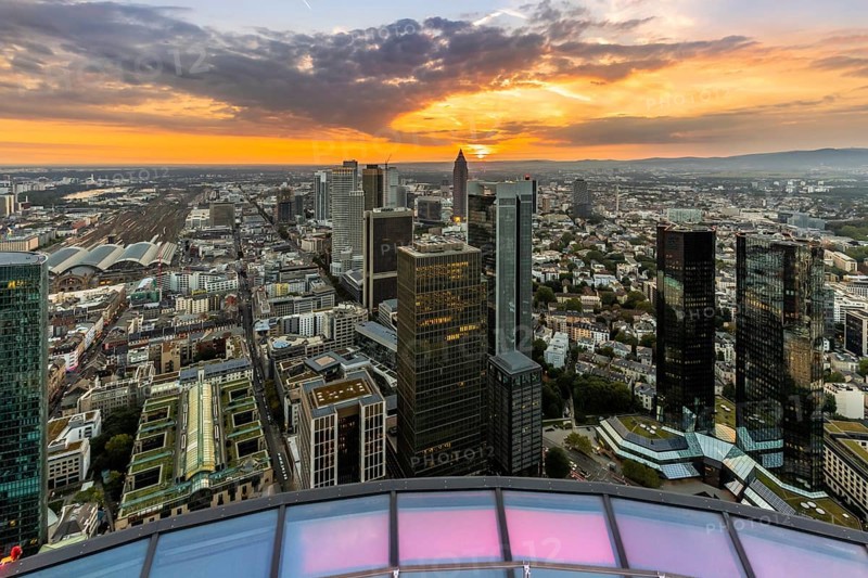 View over Frankfurt at sunset