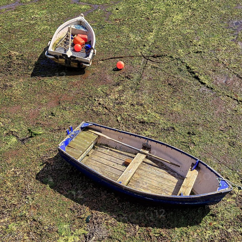 Two fishing boats from above