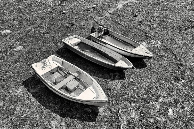 Three fishing boats from above