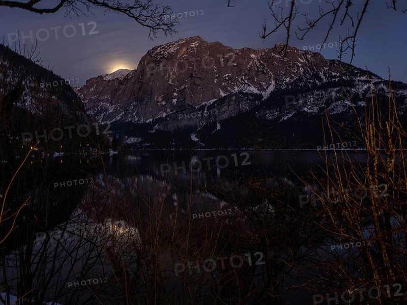Moonrise over Trisselwand at Lake Altaussee