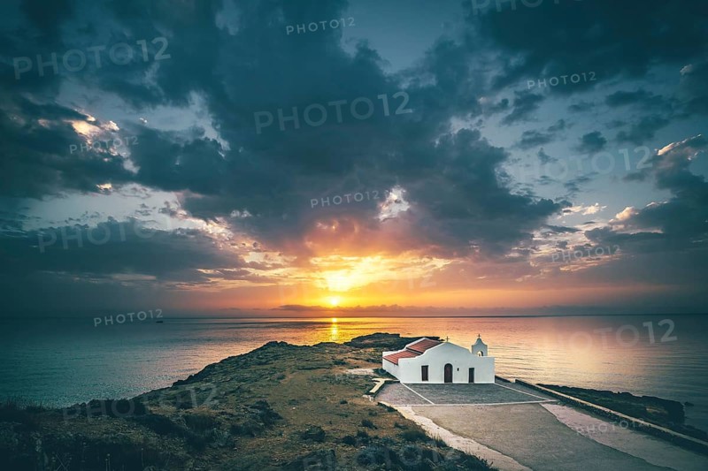 White chapel in the sea