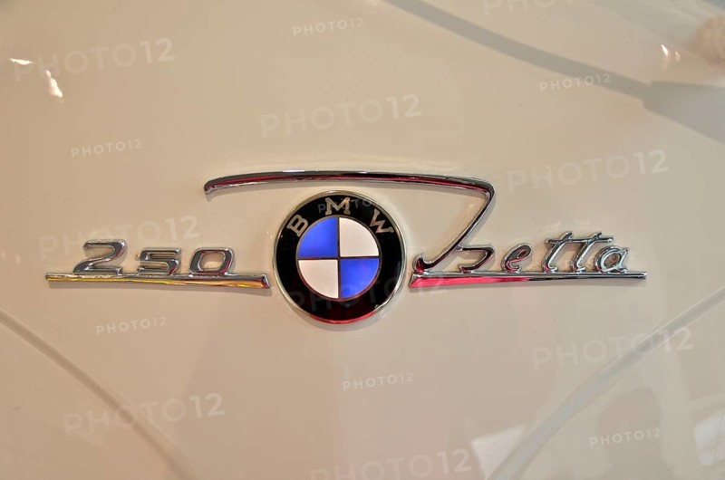 BMW Isetta logo on cream-coloured sheet metal