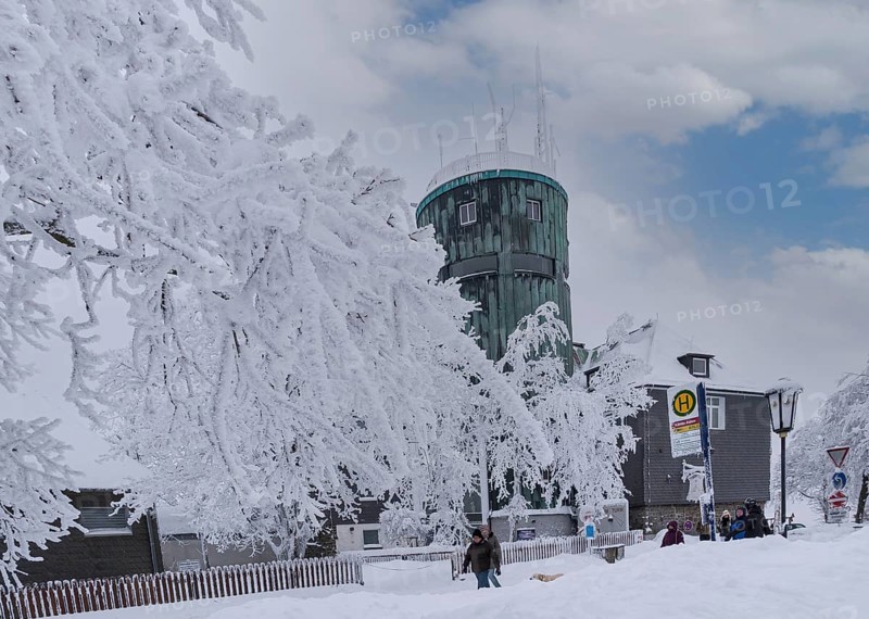 Weather station in winter on the Kahler Asten in Sauerland