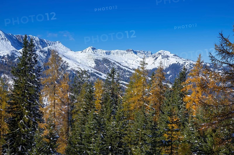Mountain landscape in late autumn with snow