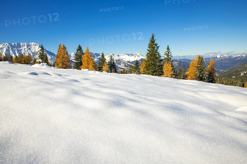 Mountain landscape in late autumn with snow