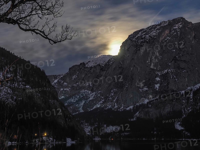 Moonrise over Trisselwand at Lake Altaussee