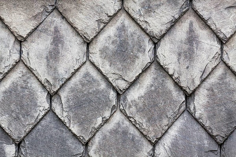 Slate slabs on house wall