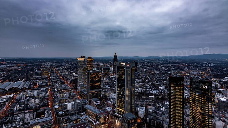 View over Frankfurt in the evening
