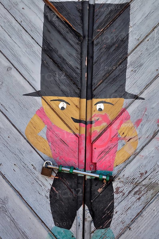 Painted gate of boat shed in Aguilas