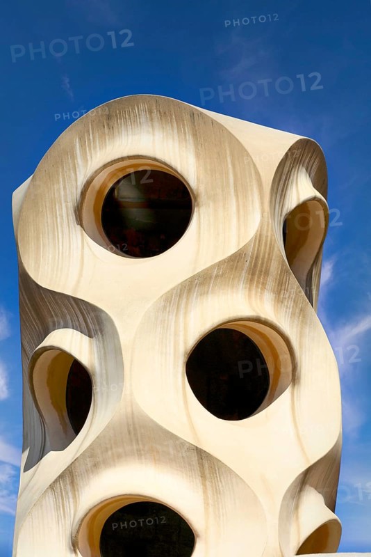 Sculptural ventilation shafts on the Casa Mila or La Pedrera by Antoni Gaudi