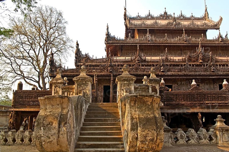 Shwenandaw Monastery with wood carvings