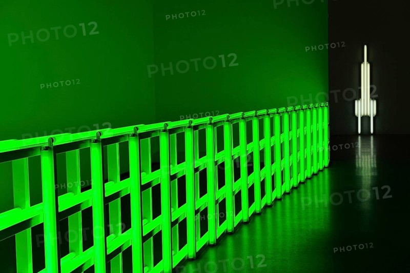 Green light installation in Pinakothek der Moderne