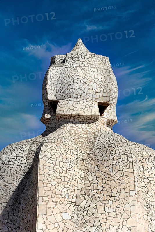 Sculptural ventilation shafts on the Casa Mila or La Pedrera by Antoni Gaudi