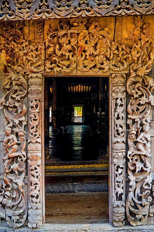 Shwenandaw Monastery with wood carvings
