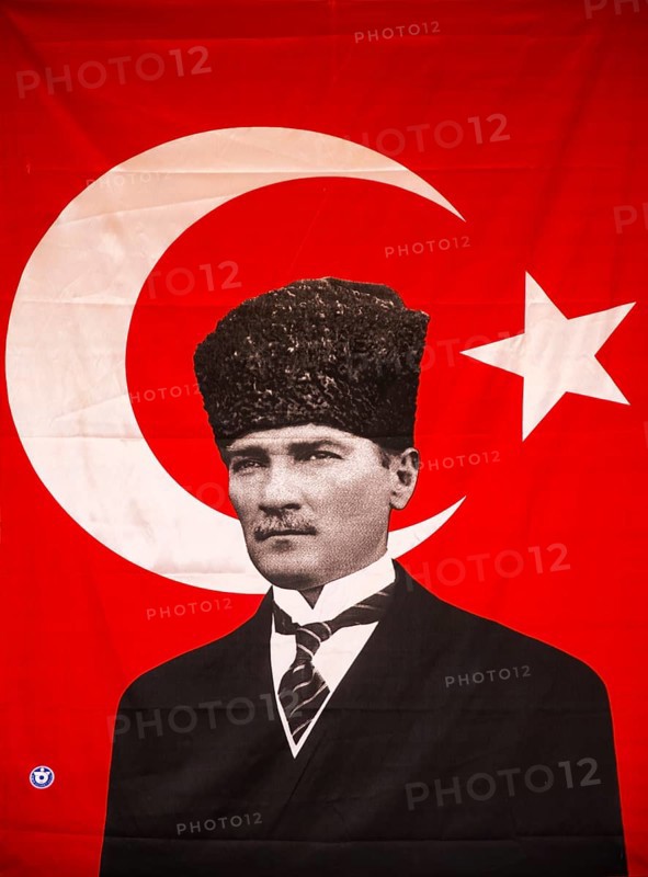National flag with state founder Atatuerk