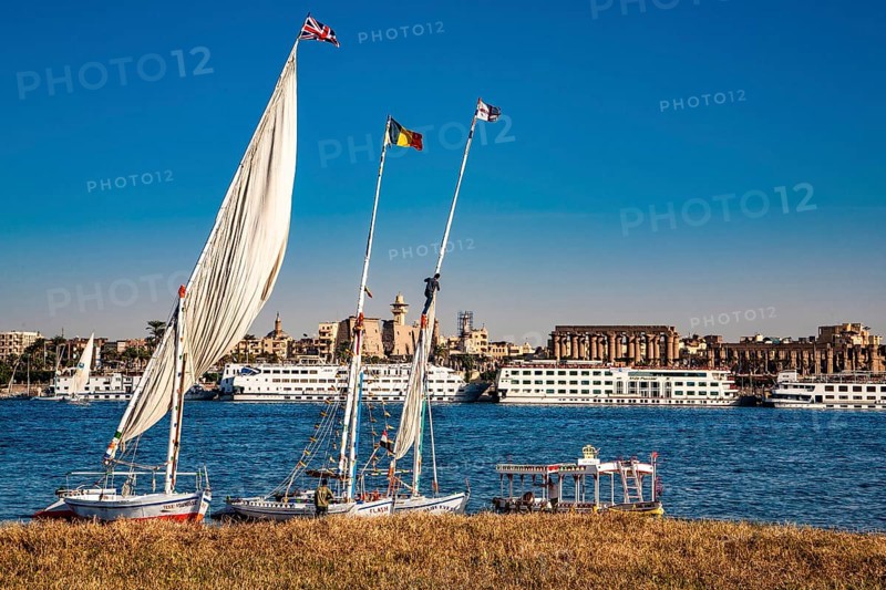 Nile bank with view of Luxor temple