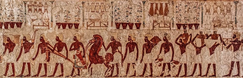 Funeral procession and delivery of funerary equipment