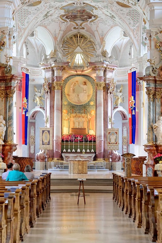 Interior view with altar and choir area