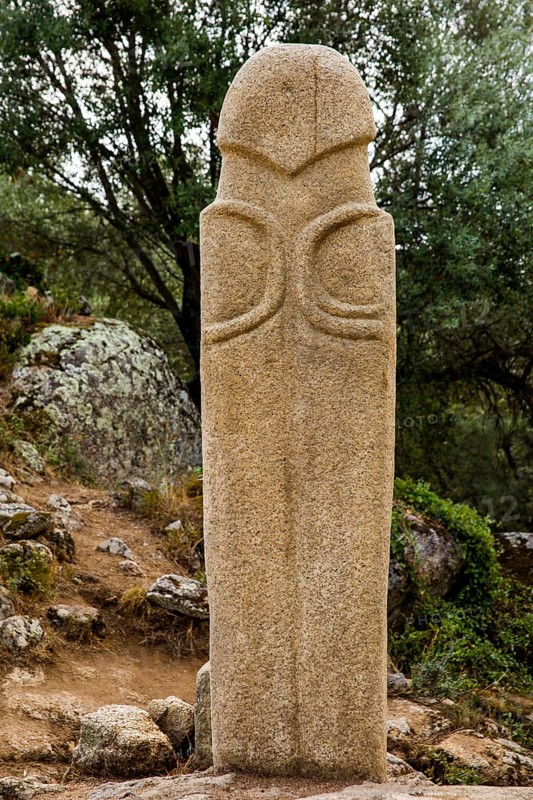 Menhir statue with elaborated back view