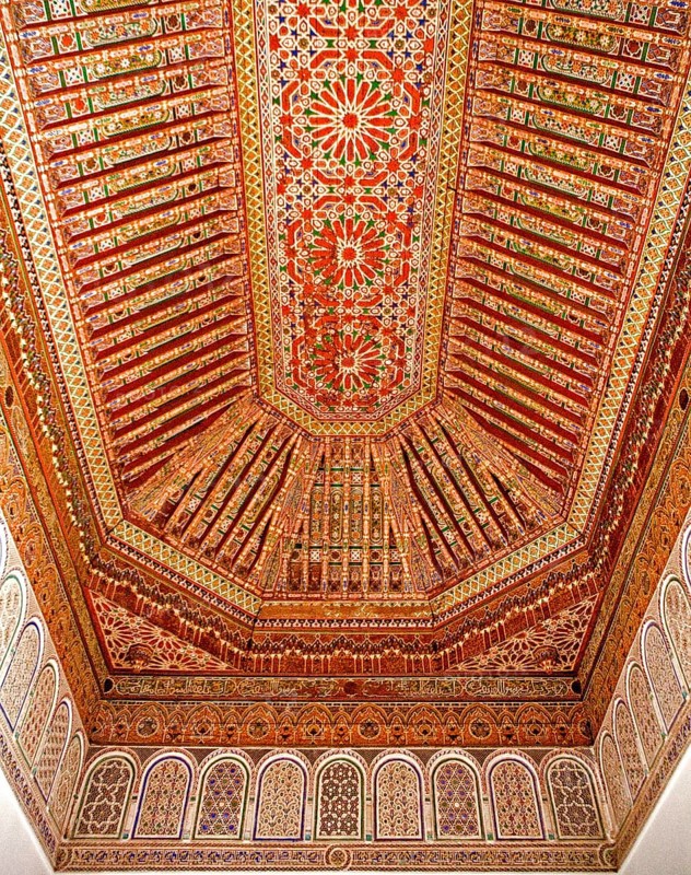 Precious wooden ceiling in the Palais de la Bahia