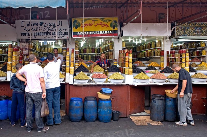 Market stall with olives