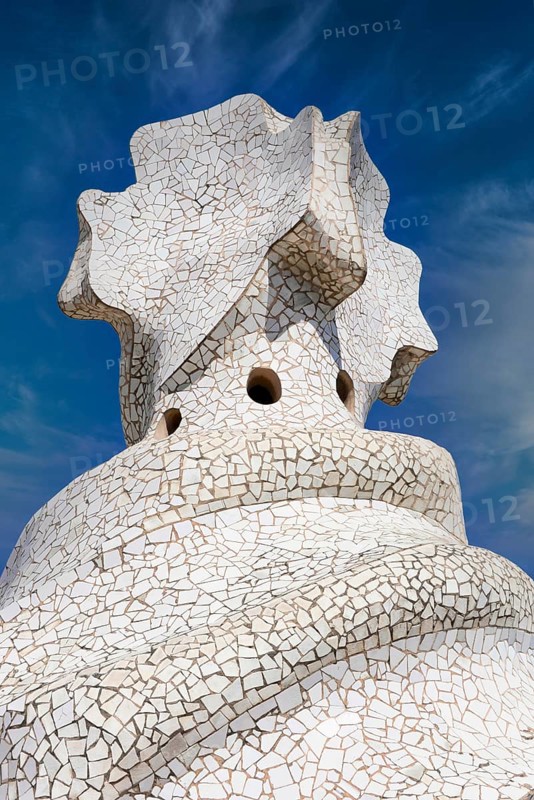 Sculptural ventilation shafts on the Casa Mila or La Pedrera by Antoni Gaudi