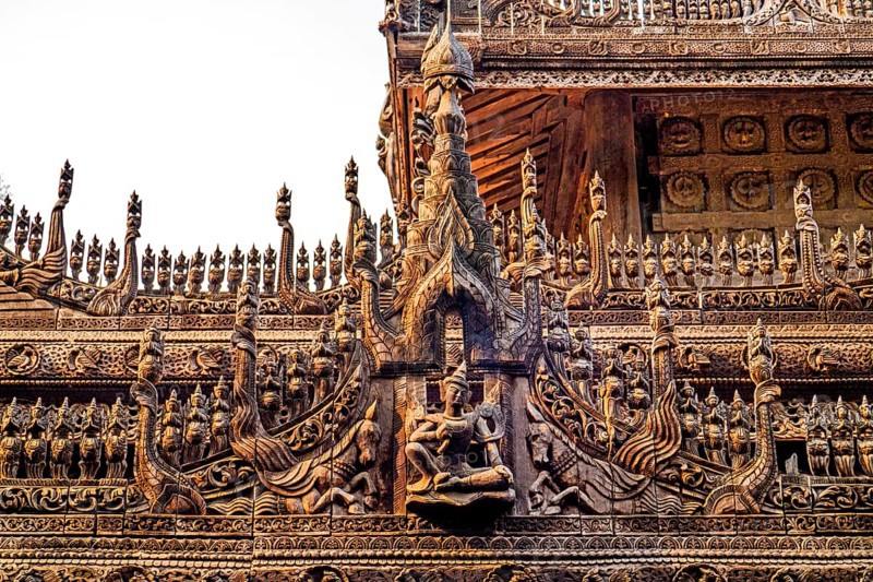 Shwenandaw Monastery with wood carvings