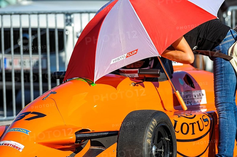 Historic race car in waiting position