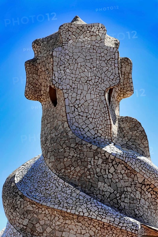 Sculptural ventilation shafts on the Casa Mila or La Pedrera by Antoni Gaudi