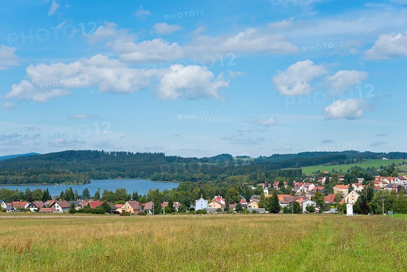View of Cerna v Posumavi on the Lipno reservoir