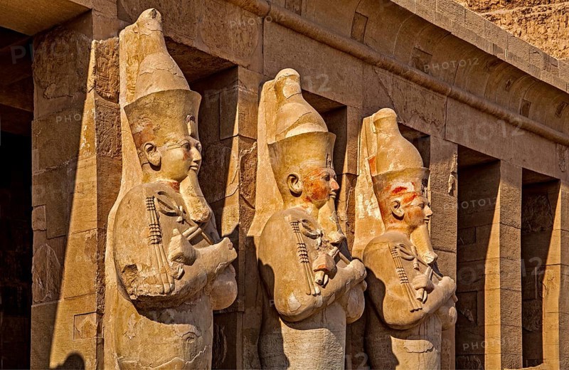 Osiris statues of Hatshepsut on the second terrace
