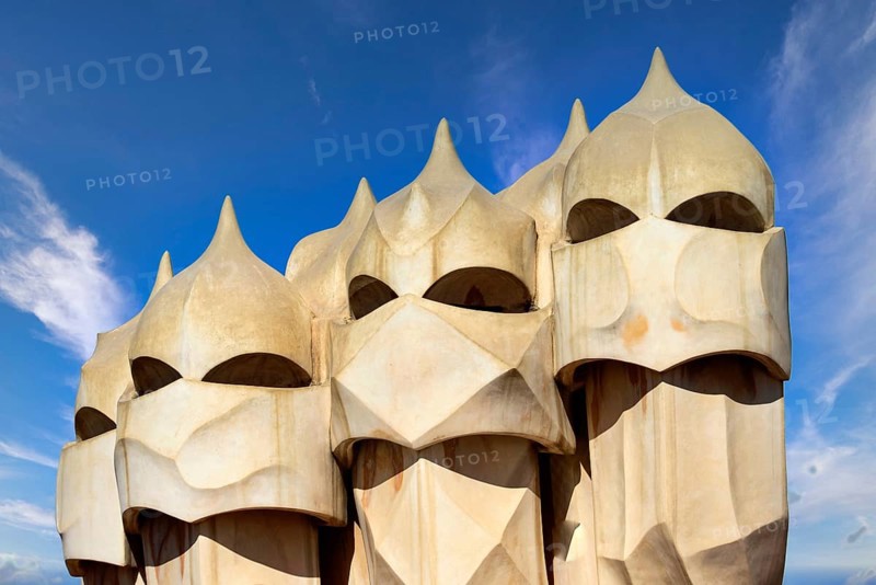 Sculptural ventilation shafts on the Casa Mila or La Pedrera by Antoni Gaudi
