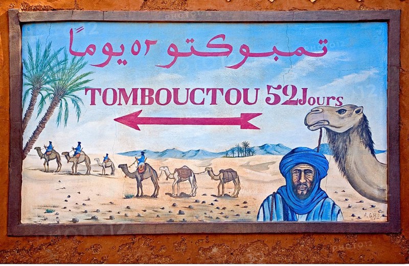 Sign for camel caravans to Timbuktu
