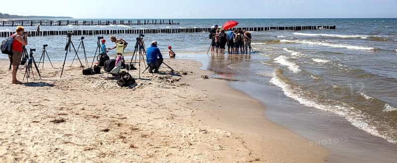 Photo workshop for amateur photographers on the beach of the Baltic Sea