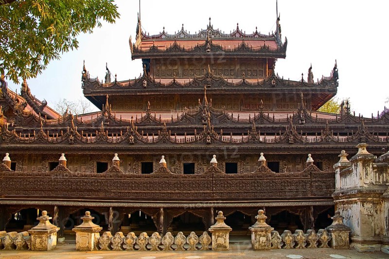 Shwenandaw Monastery with wood carvings