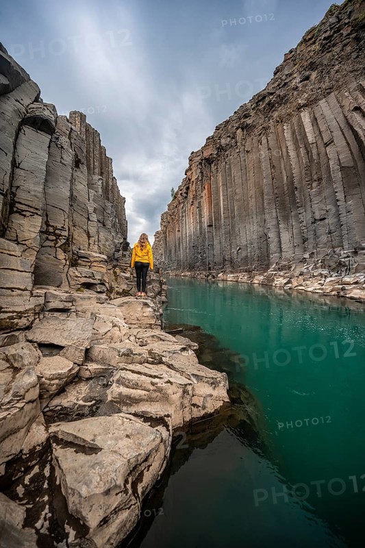 Tourist at Stuolagil Canyon