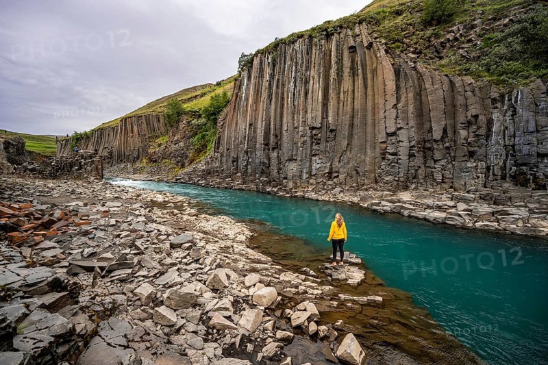 Tourist at Stuolagil Canyon