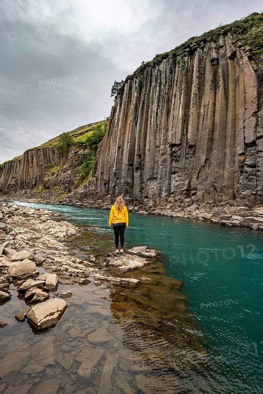 Tourist at Stuolagil Canyon