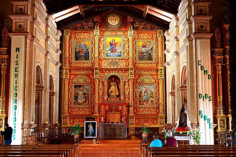 Colourful altar of the mission church Catedral Inmaculada