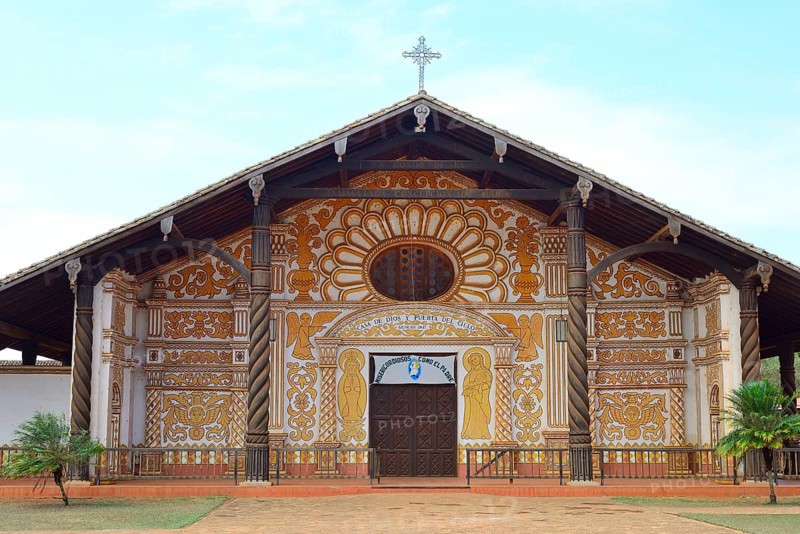 Painted front of the mission church Catedral Inmaculada