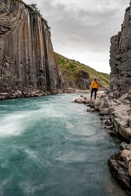 Tourist at Stuolagil Canyon