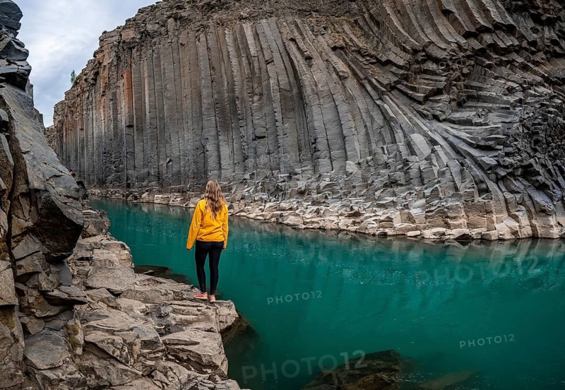 Tourist at Stuolagil Canyon