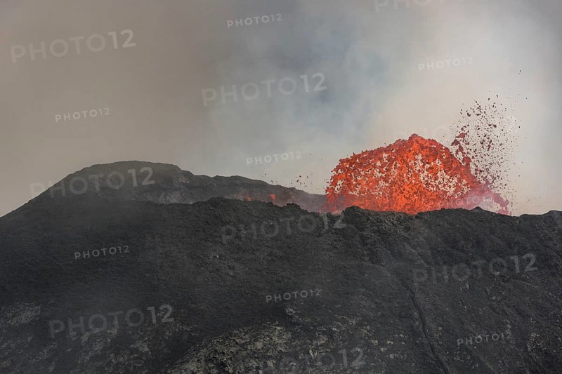 Lava fountain spouting from crater