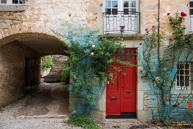 House facade with roses
